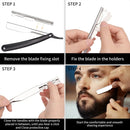 Professional Manual Shaver Straight Edge Stainless Steel Sharp Barber Razor Folding Shaving Beard Cutter with 1/10/20 pcs Blades