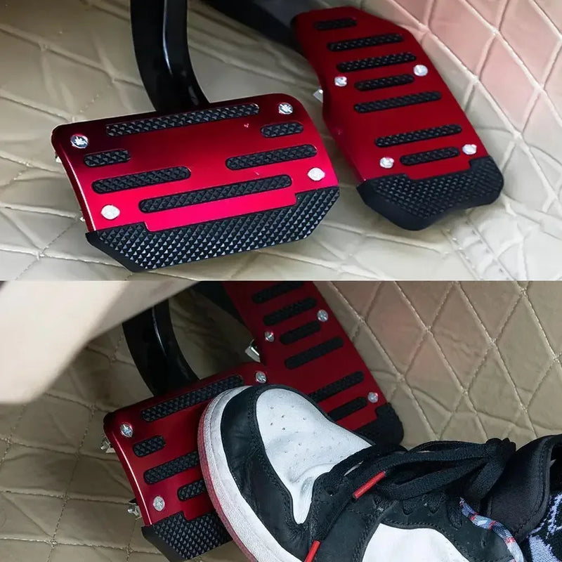 Aluminum Car Pedal Cover Set  Automatic Transmission & Gas Foot Covers in Red Silvery, Blue - Stylish Auto Interior Accessories