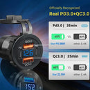 NEW 117W Dual PD Dual QC 3.0 USB Car Charger with Voltmeter Socket Power Outlet Adapter Waterproof for 12V/24V Car Boat Hot Sale