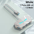 7 Ports USB 3.0 HUB USB Docking Station USB Splitter Adapter 5Gbps High Speed Transmission PD Power Supply For Laptop Computer