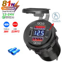 NEW 117W Dual PD Dual QC 3.0 USB Car Charger with Voltmeter Socket Power Outlet Adapter Waterproof for 12V/24V Car Boat Hot Sale