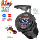 NEW 117W Dual PD Dual QC 3.0 USB Car Charger with Voltmeter Socket Power Outlet Adapter Waterproof for 12V/24V Car Boat Hot Sale