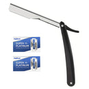 Professional Manual Shaver Straight Edge Stainless Steel Sharp Barber Razor Folding Shaving Beard Cutter with 1/10/20 pcs Blades