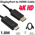 1.8M DisplayPort to HDMI-Compatible Cable 4K DP to HDMI Adapter Display Port Video Audio Converter for PC HDTV Projector Monitor