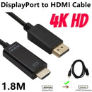 1.8M DisplayPort to HDMI-Compatible Cable 4K DP to HDMI Adapter Display Port Video Audio Converter for PC HDTV Projector Monitor
