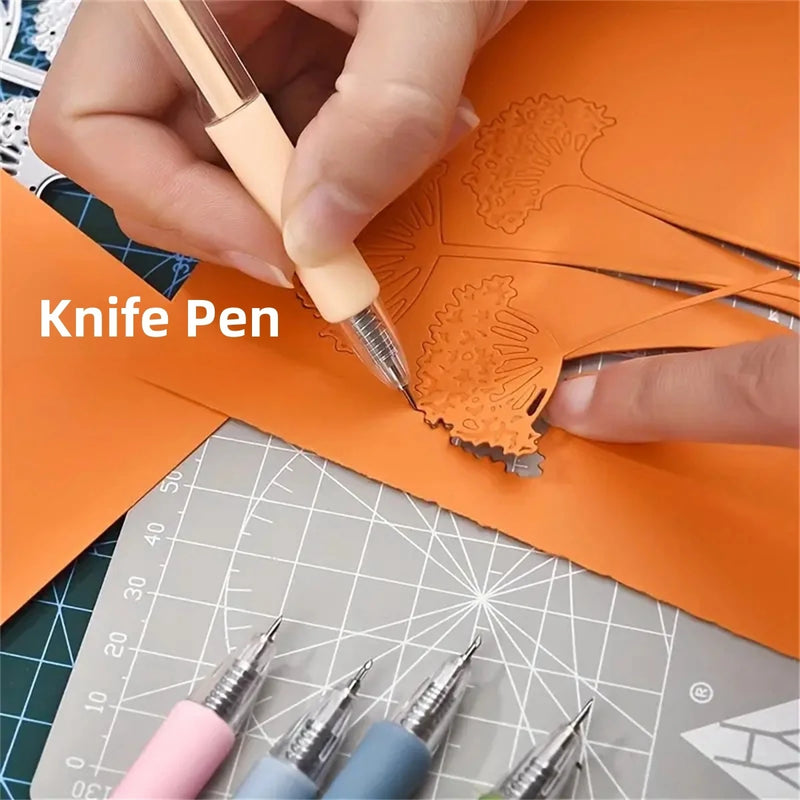 1+4PCS/5PCS Pen Knife Mini Pressing Engraving Pen Ins Mini Account Sticker Art Knife Paper Art Knife Pen Cutting Paper Knife