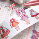 1box Cute Princess Dress Up Sticker Girl Cartoon Washi Tape Set Cute Children's Handbook Character Clothes Decoration Sticker