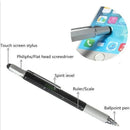 7 In1 Multifunction Ballpoint Pen with Modern Handheld Tool Measure Technical Ruler Screen Stylus Screwdriver Touch Spirit Level
