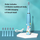 Children Electric Toothbrush Cartoon Kids With Replacement Head Ultrasonic  IPX7 Waterproof Rechargeable Sonic Toothbrush