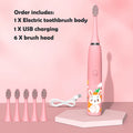 Children Electric Toothbrush Cartoon Kids With Replacement Head Ultrasonic  IPX7 Waterproof Rechargeable Sonic Toothbrush