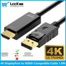 1.8M DisplayPort to HDMI-Compatible Cable 4K DP to HDMI Adapter Display Port Video Audio Converter for PC HDTV Projector Monitor