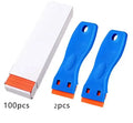 Plastic & Metal Razor Blade Scraper, Window Glass Cleaner, Vinyl Film & Adhesive Remover Tool for Car & Home